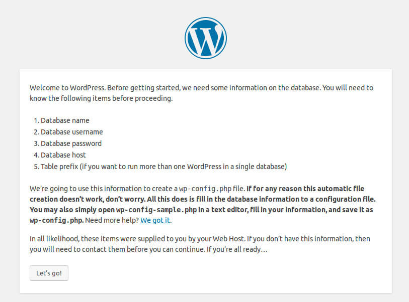 Wordpress Installation Wizard