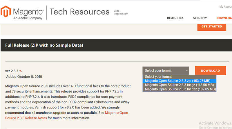 Magento CE Download Page