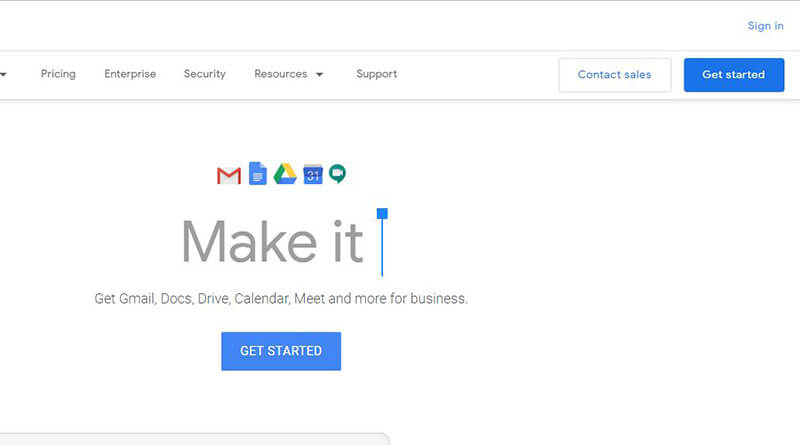 G Suite Sign Up Page